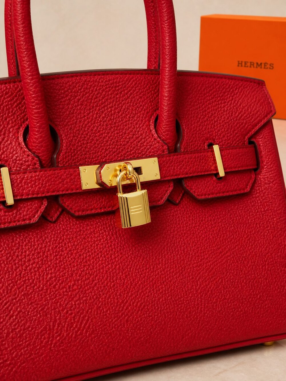Hermes Birkin Handbag in Rouge Casaque Togo with Gold Hardware - Picture 6 of 9